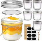 ComSaf Wide Mouth 8 oz Mason Jars with Lids, 6 Pcs Small Mason Containers, Canning Jars, 8oz Glass Jar with Lid, Canning Jars for Jams, Jelly, Sauces, Desserts, chia pudding, Pickle, Gift