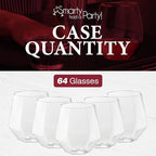 Smarty Had A Party 12 oz Wine Goblets Pack of 64 Clear Stemless Plastic Goblets, Unbreakable and Disposable for Parties and Events