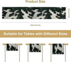 Cow Skin Print Table Runner, Rustic Country Farm Fur Skin Cowhide Pattern Western Style Black White Print Table Runner for Home Kitchen Dinning, 13x90 Inch