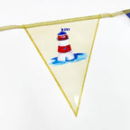 Navy Red Beige Gold Glitter Stamping Paper Pennant Banner Flag Triangle Bunting for Nautical Pirate Ahoy Achor Theme Birthday Baby Shower Wedding Let's Get Nauti Bachelorette Party Decoration Supplies