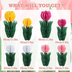 SUNBEAUTY 8 PCS Flower Honeycomb Decor Tulips Table Centerpieces Spring Decor for Home Office