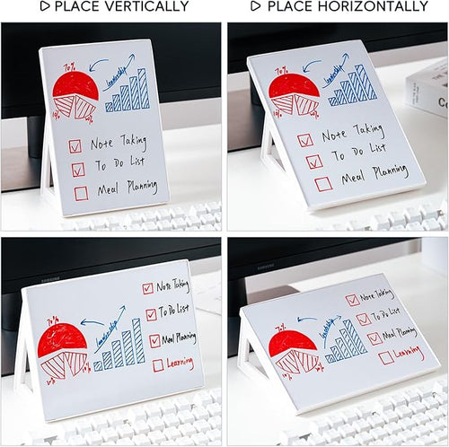 2 pcs Magnetic Dry Erase Board White Board, 8.3'' x 5.8'', Small Stand-Up or Hangable Desktop Dry Erase White Board, Mini Dry Erase Whiteboard Easel for Desk with a Marker