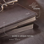 Luxury Leather Refillable Journal/Writing Notebook for Men & Women, Reusable Full-grain Leather Cover, 120gsm Thick Paper, Blank, Dotted, Lined Refills