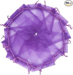 Wudygirl 100pcs Sheer Organza Bags 5‘’x7‘’ Purple Drawstring Packages License Jewelry Lipstick Pouches Baby Shower Party Wedding Favors Cookies Candy Favor Bags(100pcs Purple 5X7)