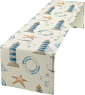 Blue Beach Table Runner, Tropical Ocean Coast Table Runner, Seashell Seasonal Nautical Restaurant Coffee Table Decorations for Home Holiday Party Indoor Outdoor 13x70 Inch