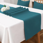 DUALIFE Teal Table Runner 14x72 inch Solid Color Thick Polyester Decorative Cloth Handcrafted for Wedding Party Birthday Graduations Hotel Restaurant Banquet Catering Services Event
