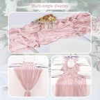 6 Pack Dusty Pink Cheesecloth Table Runner 35x120 Inch 10Ft Rustic Gauze Cheese Cloth Table Runner Sheer Cheesecloth Table Runners for Wedding Party Bridal Shower Decoration