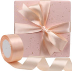 Naked Pink Solid Satin Ribbon 1-1/2 Inch 25 Yards Solid Polyester Fabric Ribbon for Gift Wrapping Wedding Christmas Baby Shower Birthday Party Decoration Handmade Immortal Flower Craft