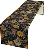 Japanese Table Runner Retro Flowers Oriental Tradition Kio Fish Art Printed Burlap Runner Home Kitchen Dining Table Living Room Decor Fabric 1 Panel W13xL90in