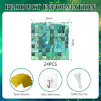 24PCS Light Green Shimmer Wall Backdrop, Laser Square Sequin Photo Backdrops Panel, Glitter Wall Background for Birthdays, Weddings, Christmas, Engagements, Disco Bachelorette Party Decor (4FTx6FT)