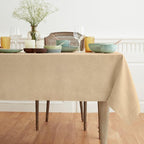 Solino Home Beige Linen Tablecloth 60 x 90 Inch - 100% Pure Linen Table Cloth for Rectangle Tables - Fete, Machine Washable Tablecloth for Fall, Autumn, Thanksgiving, Christmas