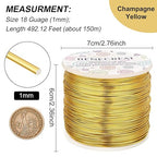 BENECREAT 9 10 12 15 17 18 20 Gauge Gold Aluminum Wire (18 Gauge,492 FT) Anodized Jewelry Craft Making Beading Floral Colored Aluminum Craft Wire for Garden, Model Making
