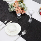 SoarDream Black Table Runner 10 Packs 12x72 Inches Sequin Metallic Fabric Glitter Table Runner for Party Birthday Holiday Event Supplies Decorations