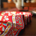 13×72 Inch Table Runner, Retro-Luxury Tassels Series for Kitchen Dining Table Holiday Decoration (Red Branch)