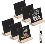 ONUPGO Chalkboard Signs with Wood Base Stands, 10X12cm Vintage Wooden Tabletop Decorative Chalkboard Sign, Message Chalkboard Sign for Party, Restaurant, Wedding, Set of 6