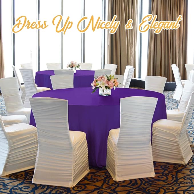 BRILLMAX 4 Pack Purple Round Tablecloths 108 Inch - Circle Bulk Linen Polyester Fabric Washable Table Cloth Cover for Wedding Reception Banquet Birthday Party Buffet Restaurant