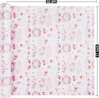 Aimyoo Pink Baby Shower Wrapping Paper Roll - 17 Inch X 32.8 Feet - Cute Elephant with Baby Girl Letter Design Perfect for Girls, Birthday, Party
