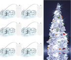 TingMiao Cool White Fairy String Lights Battery Operated LED Starry Lights 7.2ft 20 LEDs Silvery Copper Wire for Christmas DIY Decoration Wedding Party (6 Pack)