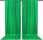 2 Panels Green Backdrop Curtain, 10 x 7 Feet Background Curtains for Parties, Weddings, Baby Showers, Bachelorette Halloween, Christmas Birthday Party Photoshoot Backdrop Curtains Decorations