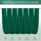 6 Panels Emerald Green Ceiling Drapes for Wedding 5ftx10ft Chiffon Fabric Arch Draping Curtains Sheer Drapery for Party Ceremony Birthday Baby Shower Reception Stage Swag Ceiling Decorations