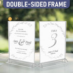 Silver Picture Frames Double-Sided, 6-Pack 4x6 Acrylic Table Number Holders, Clear Easel Stands for Signs, Silver Frames for Wedding Table Numbers, Menu Holders, Photo Displays for Events and Décor