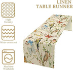 Brown Bird Floral Table Runner Spring Flower Kitchen Table Decoration Suitable for Family Dinner Decoration 13x90 Inch