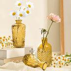 Amber Gold Glass Bud Vases Set of 24, Vintage Small Vases for Flowers, Clear Crystal Mini Style in Bulk, Small Flower Glass for Centerpieces Wedding Decorations Home Party Decor