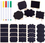 Swpeet 30Pcs 5 Designs Mini Chalkboards Signs with Liquid Chalk Markers Assortment Kit, Chalkboards Blackboard for Weddings, Birthday Parties, Table Numbers, Message Board Signs and Event Decoration