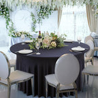 6 Pack Navy Blue Round Spandex Tablecloth 60 Inch, Wrinkle Free Stretch 120 Inch Fitted 5ft Navy Table Cloths Round Table Covers with Ruffle Skirt for Graduation Party Wedding Banquet
