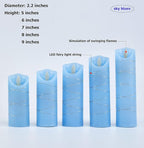 danip LED Flameless Candle with Embedded Star String, 5 Piece LED Candle with 10 Button Remote Control, 24 Hours Timer Function, Dancing Flame, Real Wax, Battery Powered. (Sky Blue)
