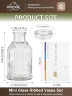 Glass Bud Vases Set of 24, Small Flower Vase in Bulk, Clear Mini Ribbed VaseS for Centerpieces, Modern Wedding Reception Table Decorations