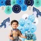 BEISHIDA Blue White Hanging Honeycomb Round Paper Fans Decoration Kit for Baby Boy Shower 1st Birthday Navy Ocean Wedding Under The Sea Theme Photo Booth Backdrops Paper Party Supplies（11packs）