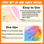 4 Pack 10 Ft Light Rainbow Foil Fringe Garland Metallic Streamers Tinsel Banner Wall Hanging Garland Backdrop for Parade Floats, Halloween, Christmas, Thanksgiving, New Year Party Decorations