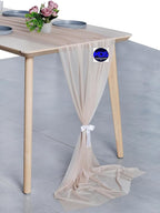 MDS 10 Pack 10ft Chiffon Table Runner 29 x 120 Inches Sheer Wedding Runner Romantic Rustic Table Runner for Wedding Decorations, Birthday Parties, Bridal Shower Party Arch Decor - Nude