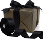 Black Solid Satin Ribbon 1-1/2 Inch 50 Yards Solid Polyester Fabric Ribbon for Gift Wrapping Wedding Christmas Baby Shower Birthday Party Decoration Handmade Immortal Flower Craft