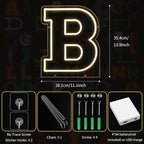 Light Up Letters B, Led Marquee Letter Lights Neon Sign, 13.9" Height Decorative Lighted Alphabet Number, Battery/USB Powered Led Letters Lights for Wedding, Birthday, Party, Christmas or Home Decor