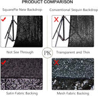 SquarePie Sequin Backdrop Less Transparent Background Sparkly Curtain for Wedding Halloween Party 6FT x 8FT Black