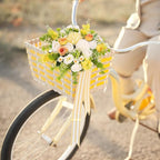 8Pcs Fake Flower Bouquet Artificial Silk Flowers White Yellow Rose Faux Floral Arrangements Picks Summer Flowers for Wedding Home Table Centerpieces Decorations