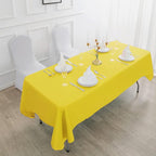 Rectangle Tablecloth 90x132 inch Washable Polyester Fabric Table Cloth for Wedding Party Dining Banquet Decoration（90x132, Yellow）