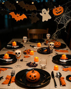Amagic 24 Pack Halloween Orange LED Tea Lights, Flameless Votive Candles Battery Operated, Electric Fake Colored Tealights Candles for Party, Christmas, Thanksgiving, Table Centerpiece, Holiday Decor