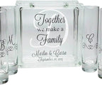 Glass Personalized Blended Family Sand Ceremony Set - Printed w Ink - Unity Sand Set for Weddings w LID, Sand - Together We Make a Family Sand Ceremony Kit for Wedding - Unity Candle Alternative