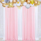 Poise3EHome 2Pcs 2Ft x 8Ft Pink Sequin Backdrop Curtains, Glitter Photography Background, Sequence Xmas Thanksgiving Backdrop