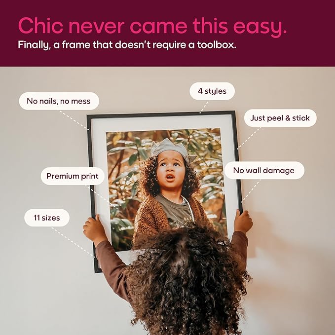 Mixtiles Official - Custom Photo Tiles - Personalized Printed Photos - Magnetic Wall Frames - Adhesive Sticker, No Nails - Various Sizes and Frames - 8x8-tiles-Tile - Oak Frame