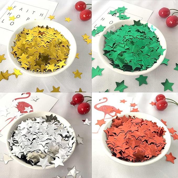 Gold Metallic Foil Star Confetti 0.78inch/2cm 8000PCS Table Confetti for Party Birthday Decoration or Filled Balloons