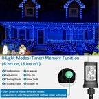YEGUO 165ft 500 LED Blue Christmas Lights Outdoor Waterproof, Green Wire String Lights Indoor, 8 Modes Twinkle Tree Lights Plug in with Memory Timer for Holiday Festival Xmas