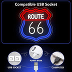 Route 66 Neon Sign, Route 66 Light up Sign Led Neon Light Signs for Wall Decor Party Decorations Home Bedroom Man Cave Birthday Christmas Gift Dimmable USB Powered(12.6" × 12.1")