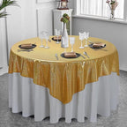 Fitable Gold Sequin Tablecloth for Parties 54x54 Inch - Sparkle Glitter Table Cloth Laser Square Overlay for Wedding Baby Shower Ceremony Birthday Holiday Banquet Decoration