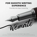 WEMATE Fountain Pen Set, Fine Nib, 20 Ink Cartridges(10 Black&10 Blue), 1 Ink Converter, Smooth Writing, No Skips, Nice Gift for Men, Women, Cool Wood Fountain Pen for Writing, Calligraphy