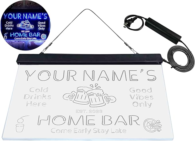ADVPRO Personalized Your Name Custom Home Bar Beer Established Year Dual Color LED Neon Sign White & Blue 12 x 8.5 Inches st6s32-p1-tm-wb