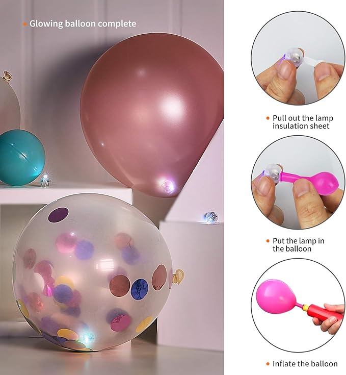 Aogist 50pcs 10-Colors Mini Lights,Long Standby Time Waterproof LED Balloon Light,Battery Powered,Ball Lamp for Balloon Paper Lantern Birthday Party Christmas Halloween